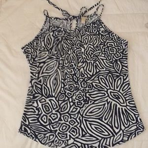 Banana Republic Navy Blue and White Print Tank Top